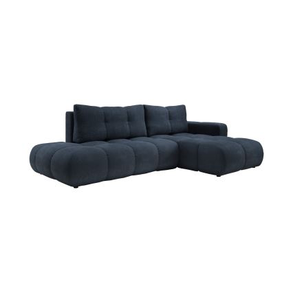 ALMADA Right-Hand L-Shaped Upholstered Corner Sofa Bed with Storage, Blue