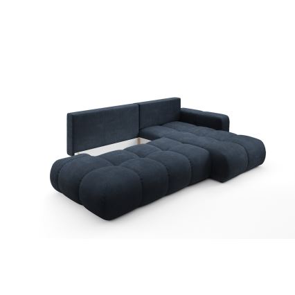 ALMADA Right-Hand L-Shaped Upholstered Corner Sofa Bed with Storage, Blue