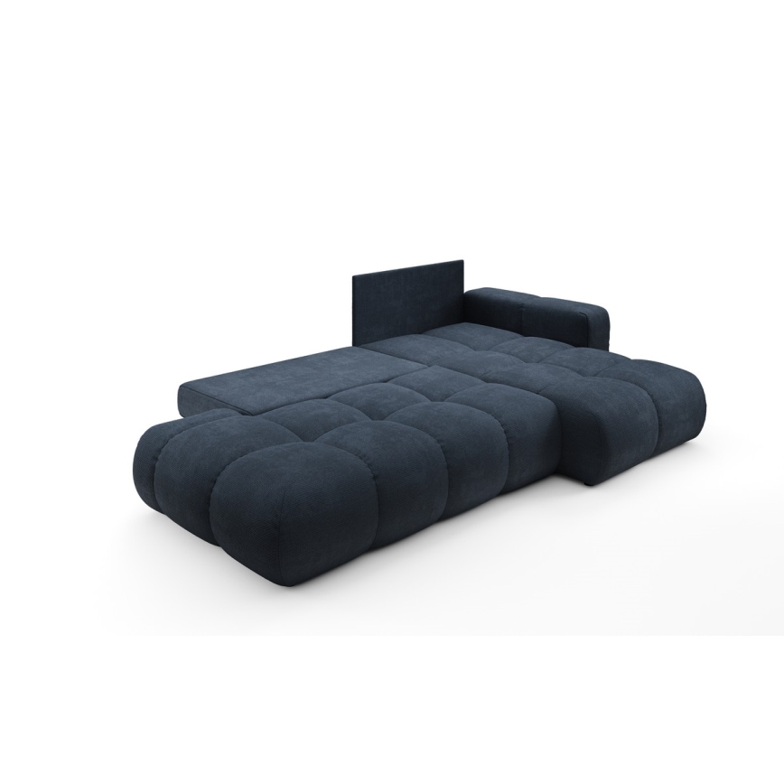 ALMADA Right-Hand L-Shaped Upholstered Corner Sofa Bed with Storage, Blue