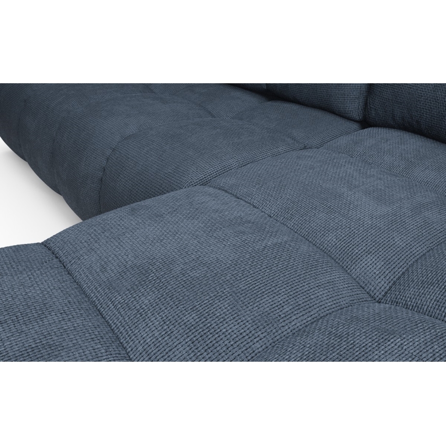 ALMADA Right-Hand L-Shaped Upholstered Corner Sofa Bed with Storage, Blue