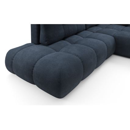 ALMADA Right-Hand L-Shaped Upholstered Corner Sofa Bed with Storage, Blue