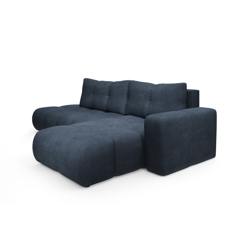 ALMADA Right-Hand L-Shaped Upholstered Corner Sofa Bed with Storage, Blue