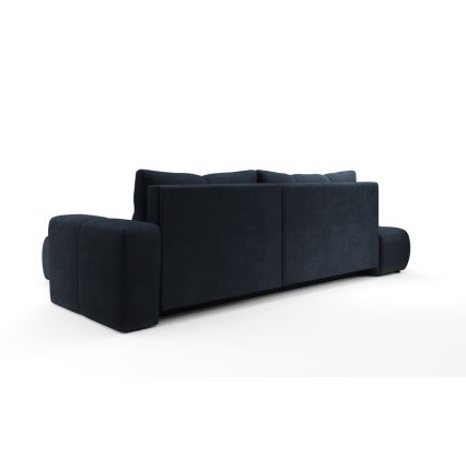 ALMADA Right-Hand L-Shaped Upholstered Corner Sofa Bed with Storage, Blue