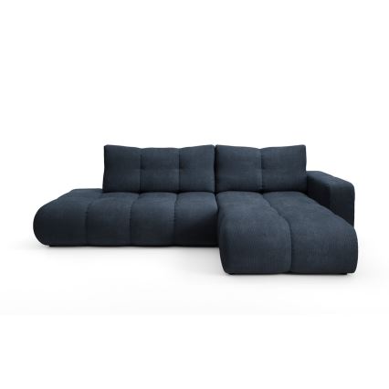ALMADA Right-Hand L-Shaped Upholstered Corner Sofa Bed with Storage, Blue