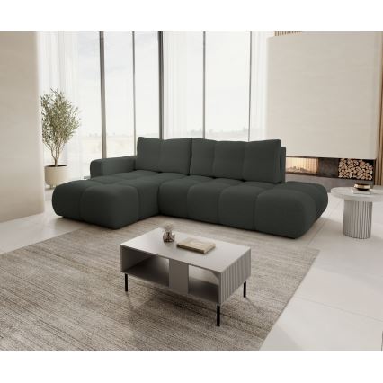 ALMADA Left-hand L-shaped Upholstered Corner Sofa Bed with Storage, Anthracite