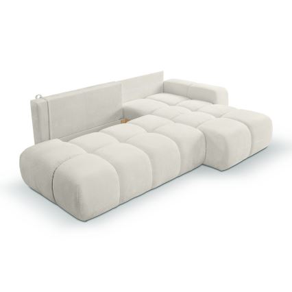 ALMADA Right-Hand L-Shaped Upholstered Corner Sofa Bed with Storage, Beige