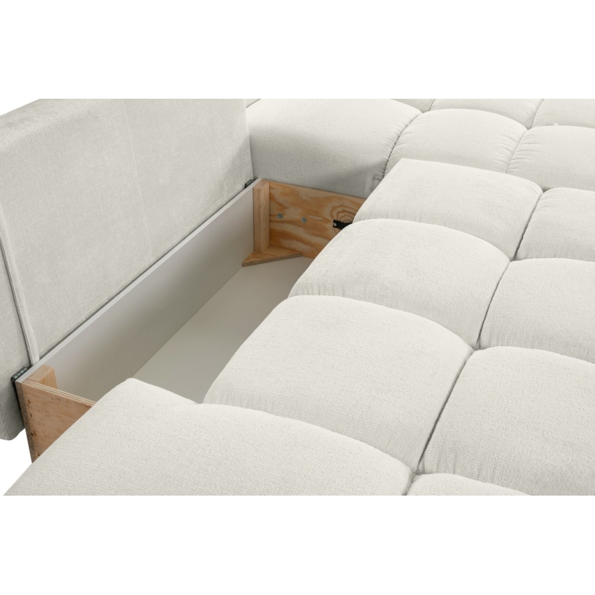 ALMADA Right-Hand L-Shaped Upholstered Corner Sofa Bed with Storage, Beige