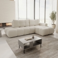 ALMADA L-shaped right-hand upholstered corner sofa bed with storage, light beige