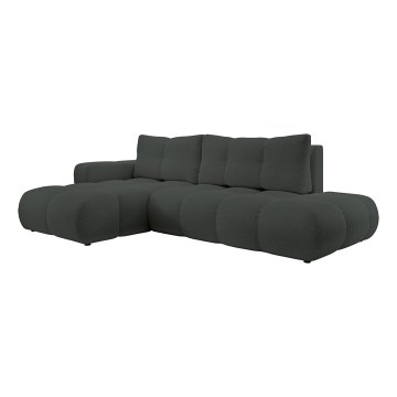 ALMADA Left-Facing L-Shaped Upholstered Corner Sofa Bed with Storage, Anthracite