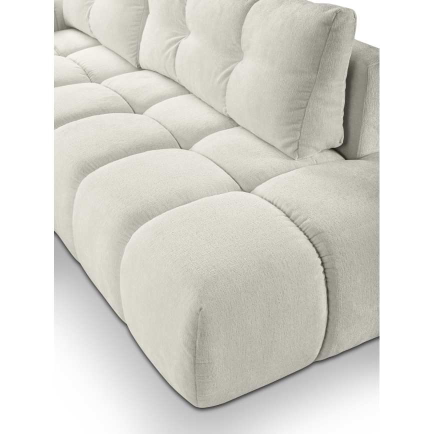 ALMADA Left-Facing L-Shaped Upholstered Corner Sofa Bed with Storage — Beige