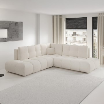 ALMADA Left-Facing L-Shaped Upholstered Corner Sofa Bed with Storage, Beige