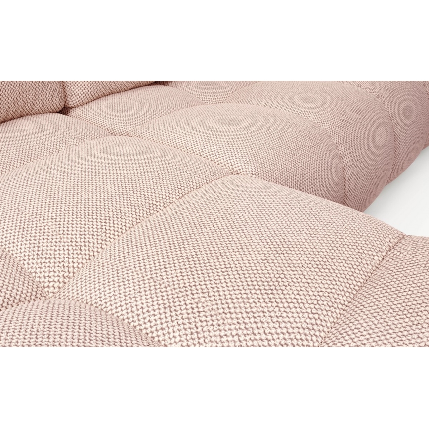 ALMADA L-shaped upholstered corner sofa bed with storage, left-hand, pink