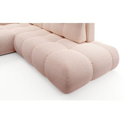 ALMADA L-shaped upholstered corner sofa bed with storage, left-hand, pink