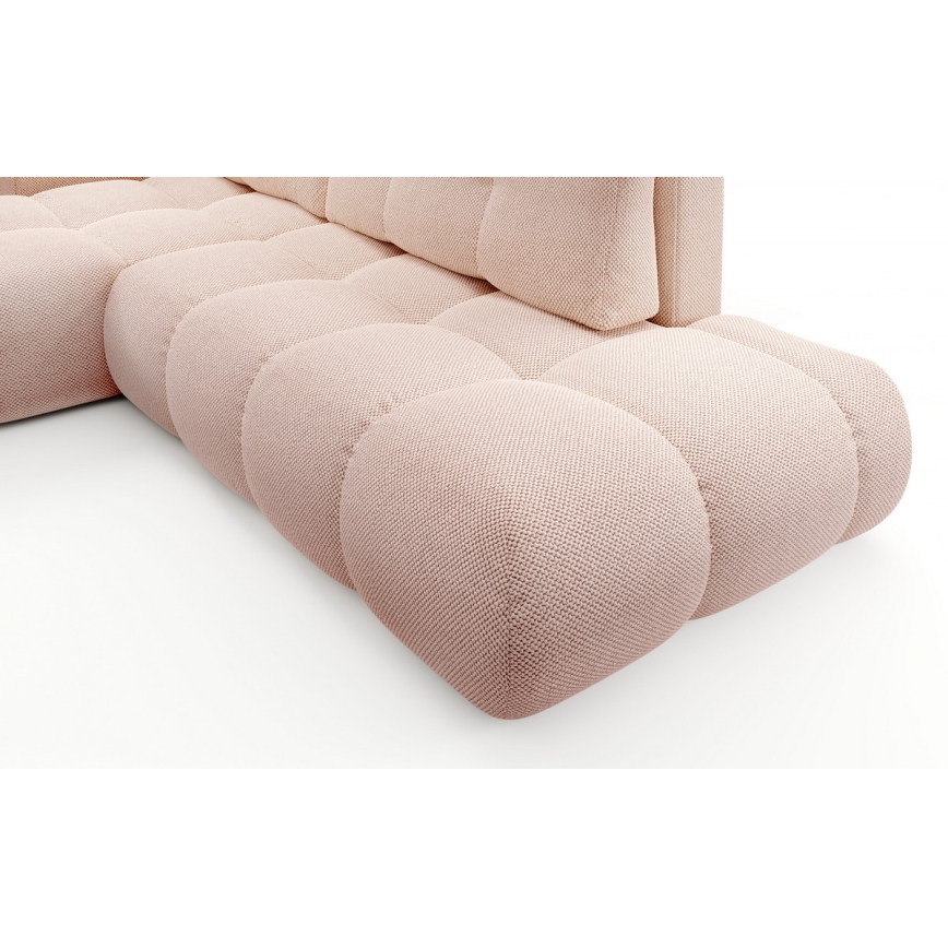ALMADA L-shaped upholstered corner sofa bed with storage, left-hand, pink