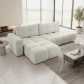 ALMADA Left-Facing L-Shaped Upholstered Corner Sofa Bed with Storage — Beige