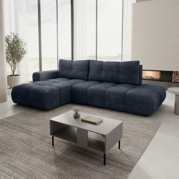 ALMADA Left-hand L-shaped Upholstered Corner Sofa Bed with Storage – Blue
