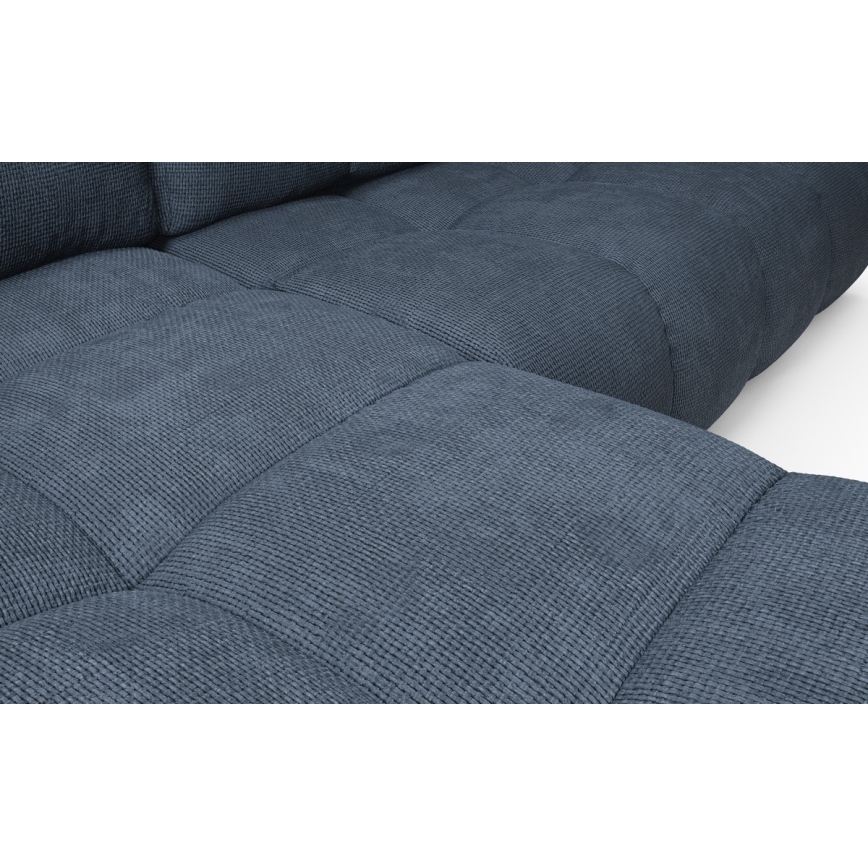 ALMADA Left-hand L-shaped Upholstered Corner Sofa Bed with Storage – Blue