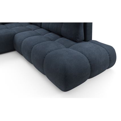 ALMADA Left-hand L-shaped Upholstered Corner Sofa Bed with Storage – Blue