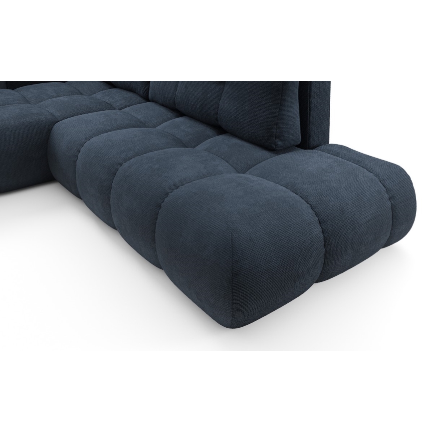 ALMADA Left-hand L-shaped Upholstered Corner Sofa Bed with Storage – Blue