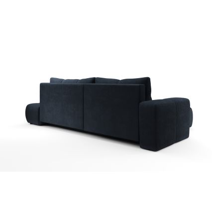 ALMADA Left-hand L-shaped Upholstered Corner Sofa Bed with Storage – Blue
