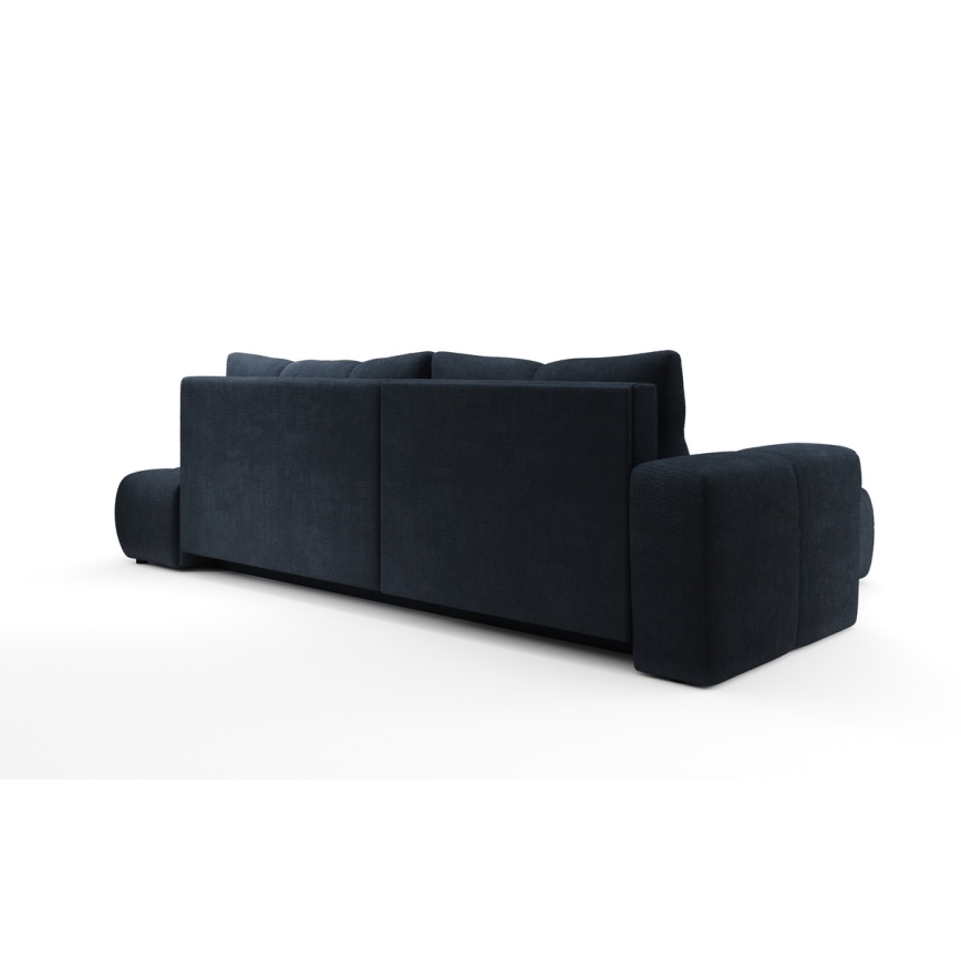 ALMADA Left-hand L-shaped Upholstered Corner Sofa Bed with Storage – Blue
