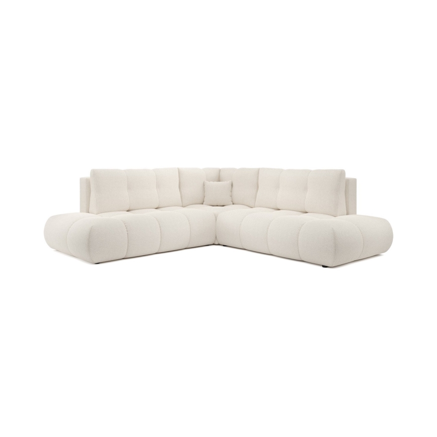 ALMADA Left-Facing L-Shaped Upholstered Corner Sofa Bed with Storage, Beige