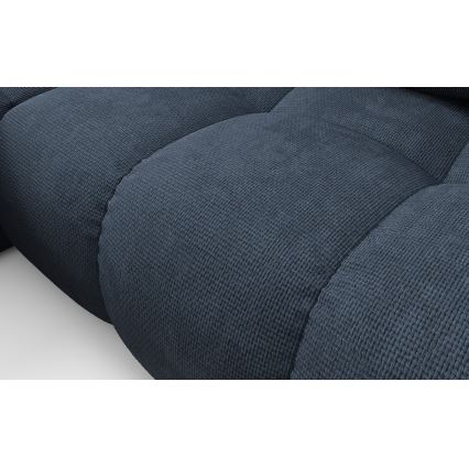 ALMADA left-facing L-shaped upholstered corner sofa with pull-out bed and storage, blue