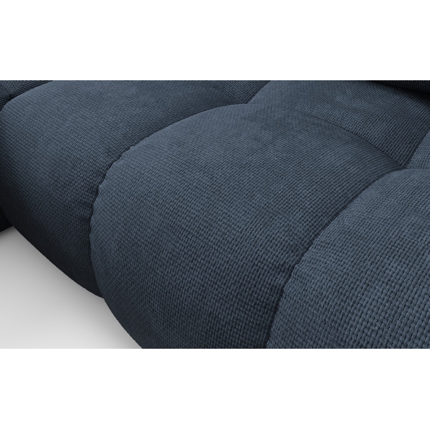 ALMADA left-facing L-shaped upholstered corner sofa with pull-out bed and storage, blue