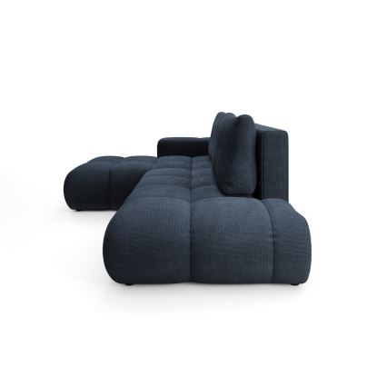 ALMADA left-facing L-shaped upholstered corner sofa with pull-out bed and storage, blue