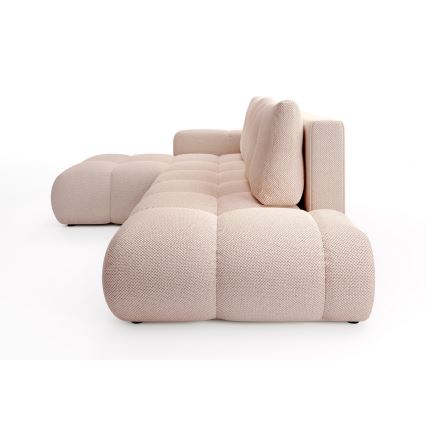 ALMADA L-shaped left-hand upholstered corner sofa bed with storage, pink