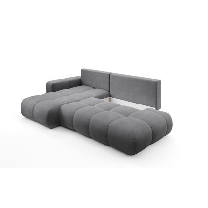 ALMADA Left‑Hand L‑Shaped Upholstered Corner Sofa Bed with Storage, Grey