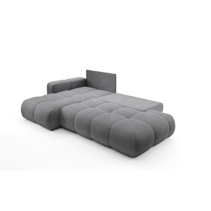 ALMADA Left‑Hand L‑Shaped Upholstered Corner Sofa Bed with Storage, Grey