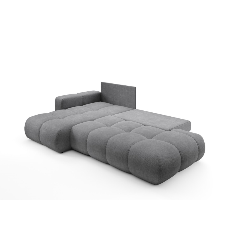 ALMADA Left‑Hand L‑Shaped Upholstered Corner Sofa Bed with Storage, Grey