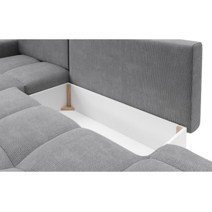 ALMADA Left‑Hand L‑Shaped Upholstered Corner Sofa Bed with Storage, Grey