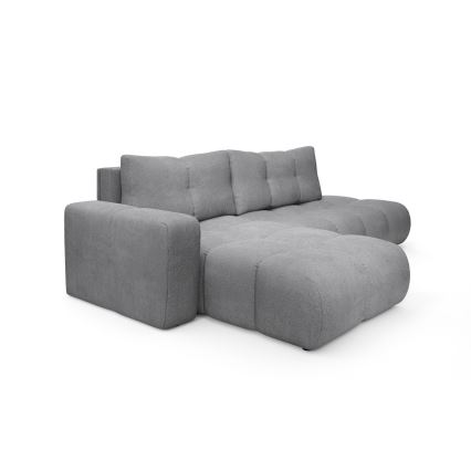 ALMADA Left‑Hand L‑Shaped Upholstered Corner Sofa Bed with Storage, Grey