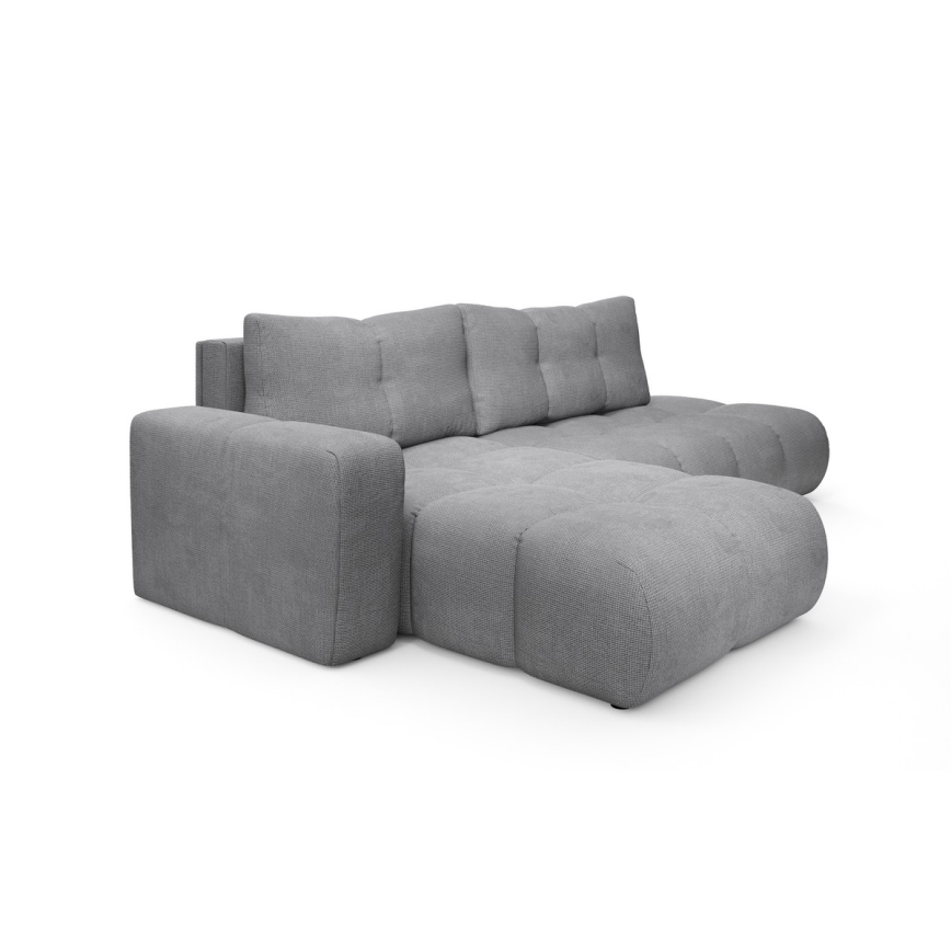 ALMADA Left‑Hand L‑Shaped Upholstered Corner Sofa Bed with Storage, Grey