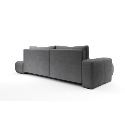ALMADA Left‑Hand L‑Shaped Upholstered Corner Sofa Bed with Storage, Grey