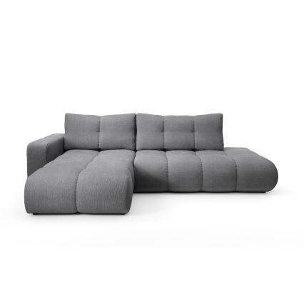 ALMADA Left‑Hand L‑Shaped Upholstered Corner Sofa Bed with Storage, Grey