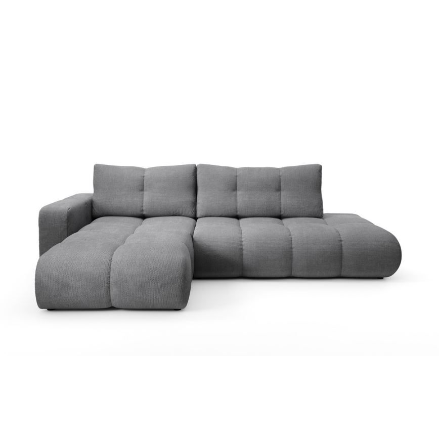 ALMADA Left‑Hand L‑Shaped Upholstered Corner Sofa Bed with Storage, Grey