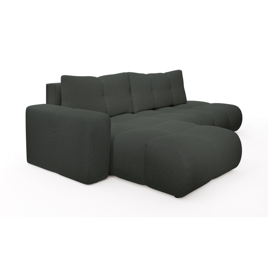 ALMADA Left-Facing L-Shaped Upholstered Corner Sofa Bed with Storage, Anthracite