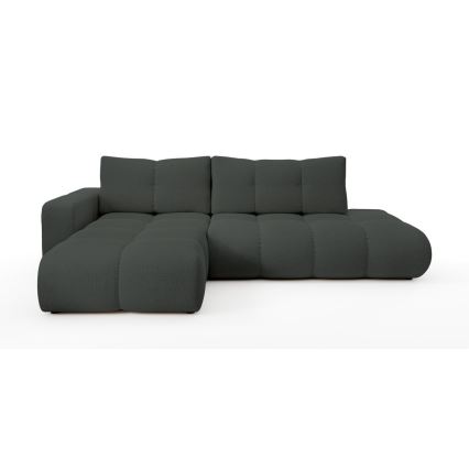 ALMADA Left-Facing L-Shaped Upholstered Corner Sofa Bed with Storage, Anthracite