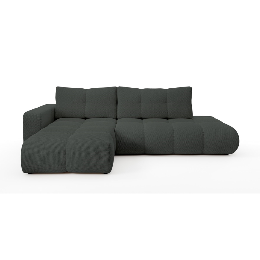 ALMADA Left-Facing L-Shaped Upholstered Corner Sofa Bed with Storage, Anthracite