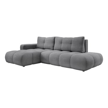 ALMADA Left‑Hand L‑Shaped Upholstered Corner Sofa Bed with Storage, Grey