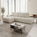 ALMADA L‑shaped upholstered corner sofa bed with storage, left‑facing, light beige