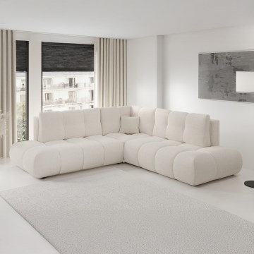 ALMADA Right-Facing L-Shaped Upholstered Corner Sofa Bed with Storage, Beige