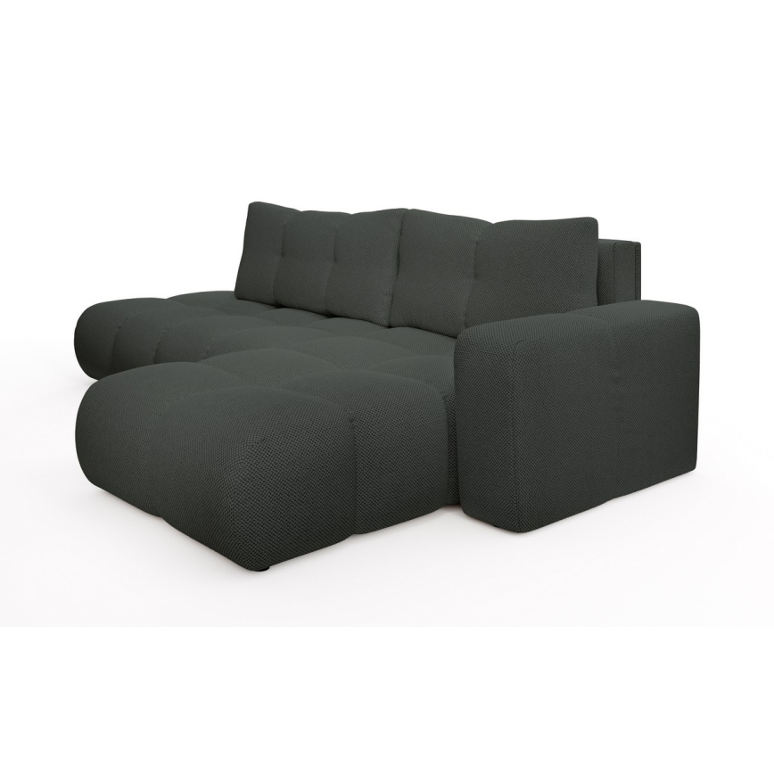 ALMADA Right-Hand L-Shaped Upholstered Corner Sofa Bed with Storage, Anthracite