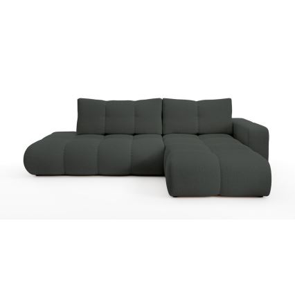 ALMADA Right-Hand L-Shaped Upholstered Corner Sofa Bed with Storage, Anthracite