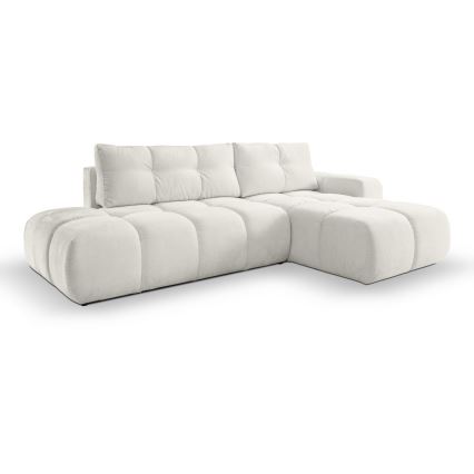 ALMADA Right-hand L-shaped Upholstered Corner Sofa Bed with Storage, Beige