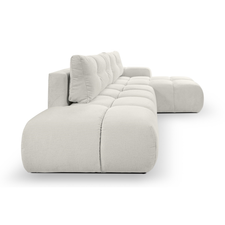 ALMADA Right-hand L-shaped Upholstered Corner Sofa Bed with Storage, Beige