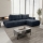 ALMADA Right-hand L-shaped Upholstered Corner Sofa Bed with Storage, Blue